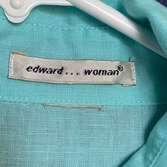 Edward....Woman- Aqua Button up Long Sleeve Top - Picture 2 of 3